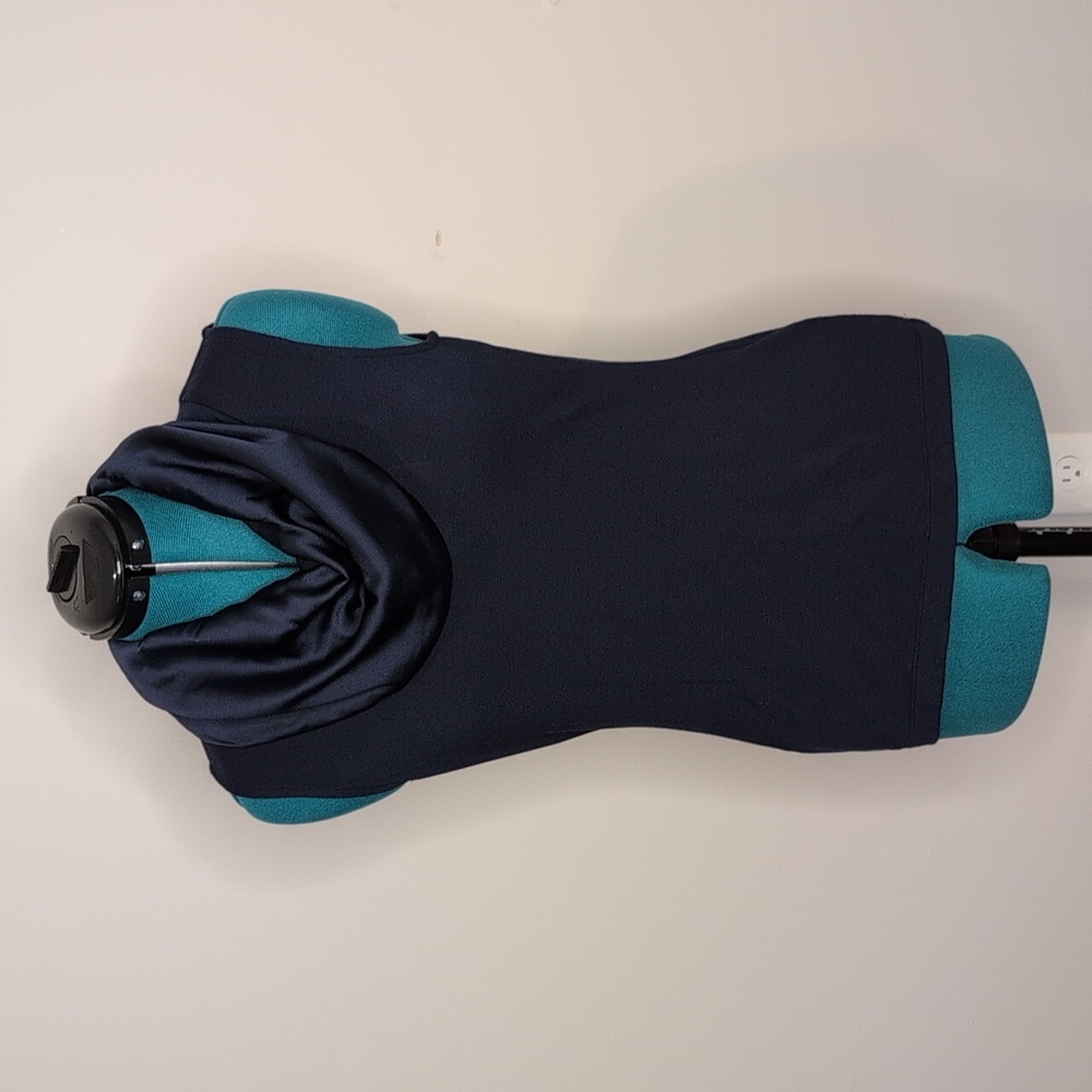 WHBM Navy Sleeveless Top with Cowl Neck